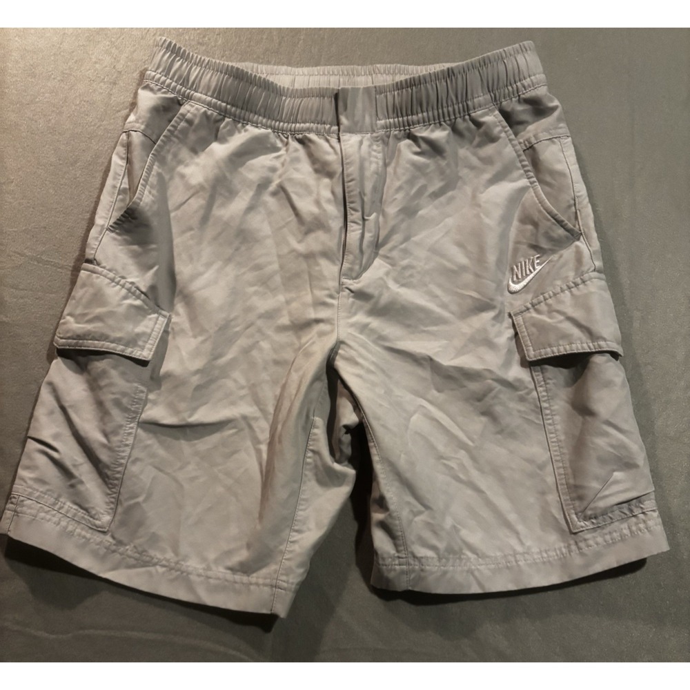Vintage Nike Cargo Y2K Shorts Men's Medium Gray Snap Pocket Swoosh